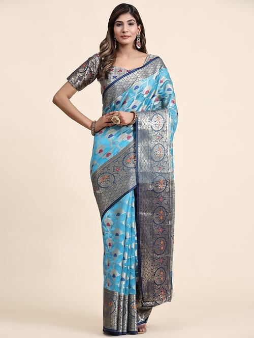 women self design banarasi saree with blouse - 21713040 - Very Small Image - 1