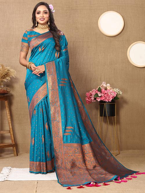 women self design banarasi saree with blouse - 21713051 - Very Small Image - 1