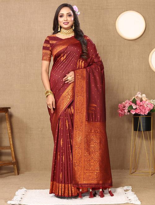 women self design banarasi saree with blouse - 21713054 - Very Small Image - 1