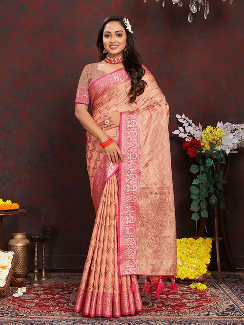 women self design banarasi saree with blouse - 21713104 - Very Small Image - 1