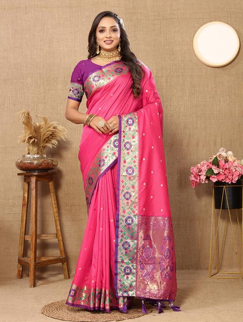 women self design paithani saree with blouse - 21713112 - Very Small Image - 1