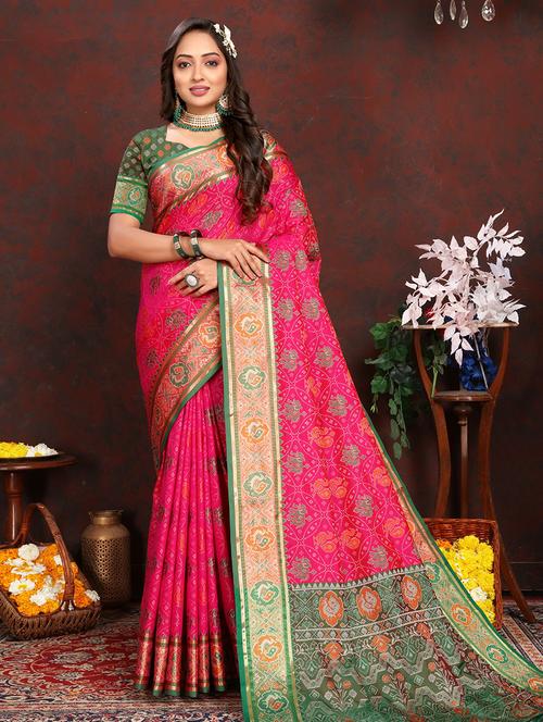 women self design patola saree with blouse - 21713151 - Very Small Image - 1