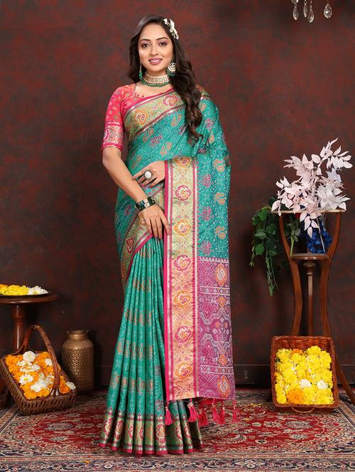 women self design patola saree with blouse - 21713152 - Very Small Image - 1