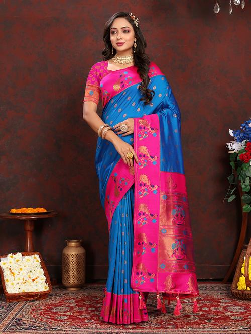 women self design paithani saree with blouse - 21713196 - Very Small Image - 1
