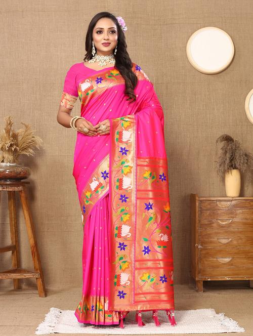 women self design paithani saree with blouse - 21713213 - Very Small Image - 1