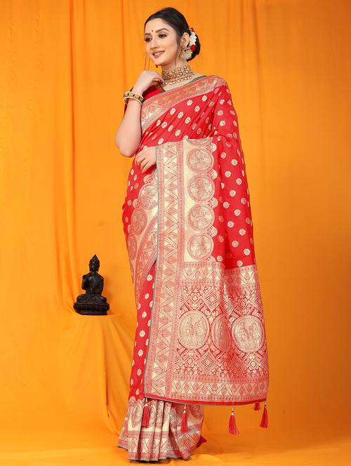 women self design banarasi saree with blouse - 21713256 - Very Small Image - 1