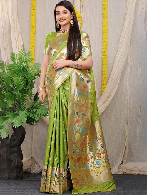 women self design paithani saree with blouse - 21713259 - Very Small Image - 1