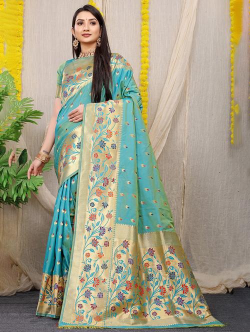 women self design paithani saree with blouse - 21713262 - Very Small Image - 1