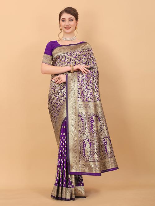 women self design banarasi saree with blouse - 21713337 - Very Small Image - 1