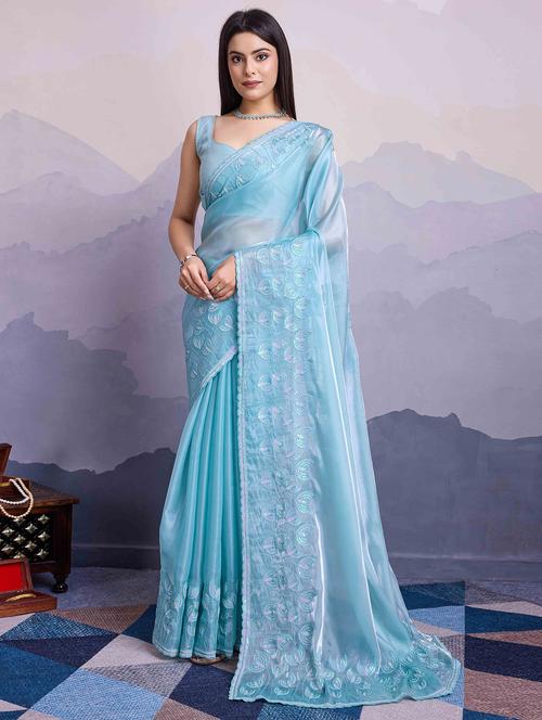 women sequin work embroidered saree with blouse - 21713570 - Very Small Image - 1