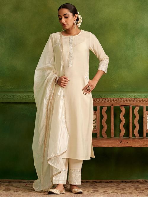 women three quarter sleeve kurta pant with dupatta set - 21713658 - Very Small Image - 1