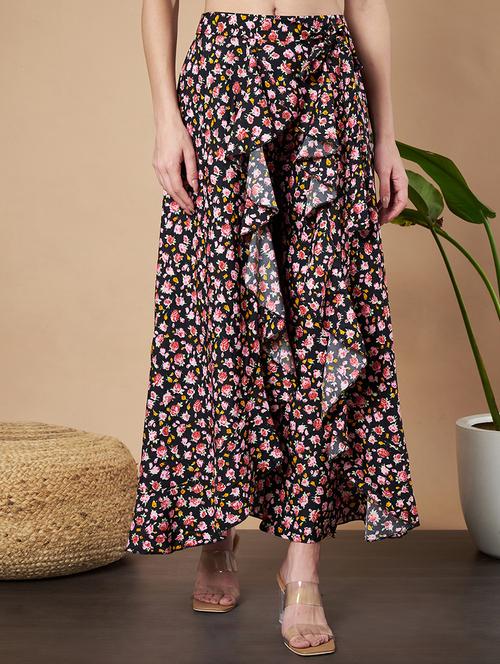 women floral print wrap maxi skirt with pants - 21713986 - Very Small Image - 1