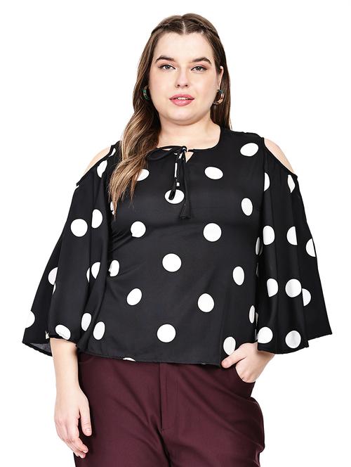 women plus size polka doted flared sleeves top - 21714081 - Very Small Image - 1