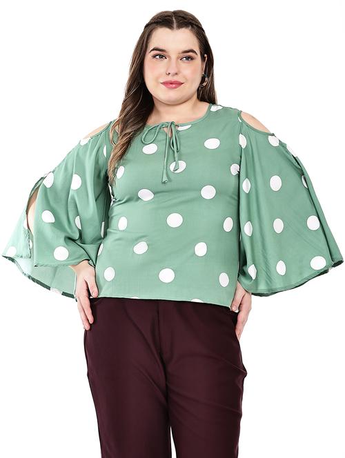 women plus size polka doted flared sleeves top - 21714083 - Very Small Image - 1