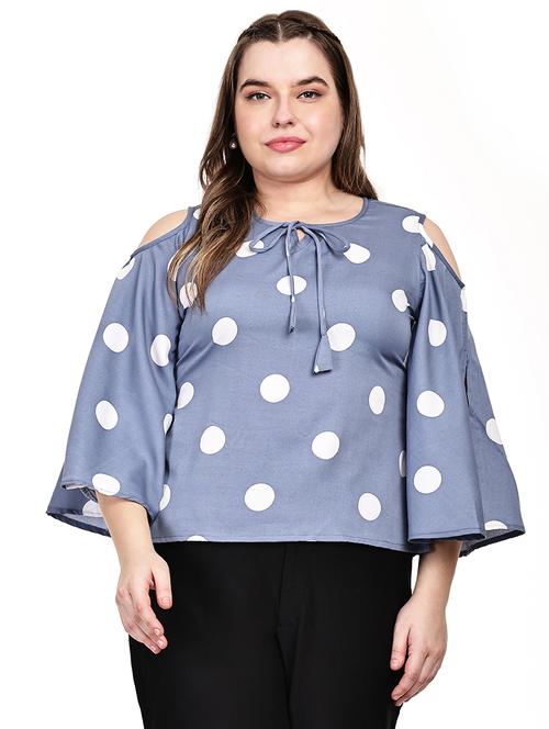 women plus size polka doted flared sleeves top - 21714085 - Very Small Image - 1
