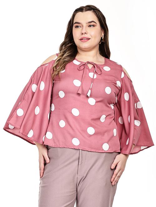 women plus size polka doted flared sleeves top - 21714086 - Very Small Image - 1