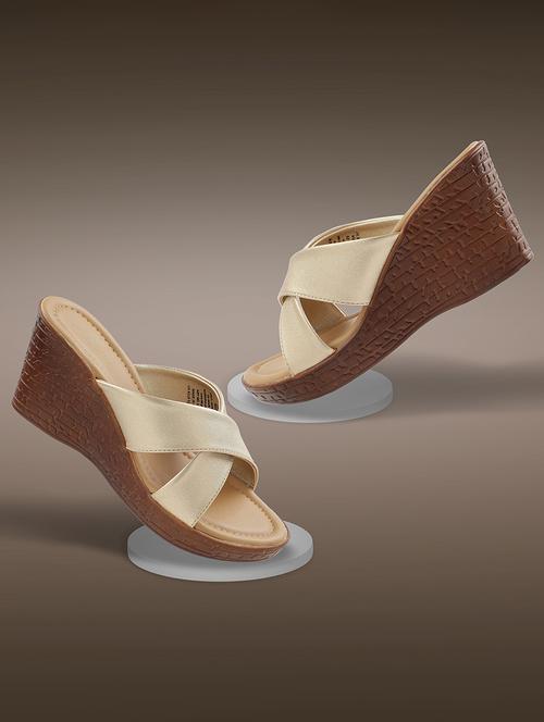 beige pu slip on sandals - 21714177 - Very Small Image - 1