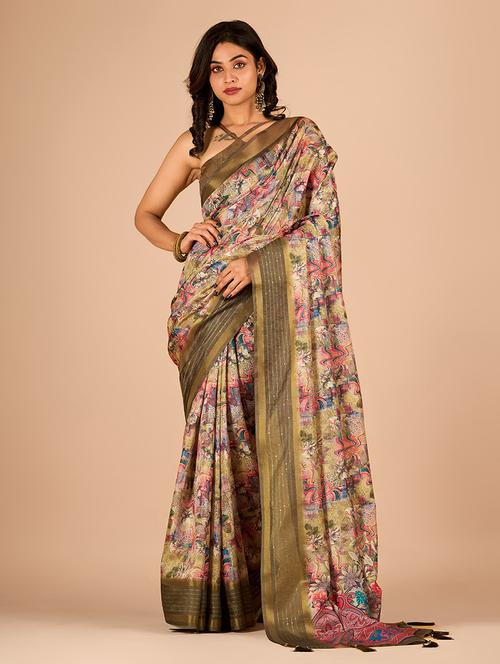 women printed bordered saree with blouse - 21714432 - Very Small Image - 1