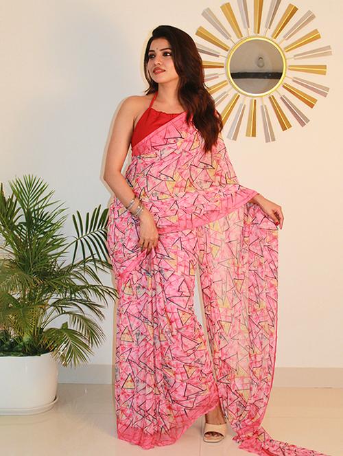 women printed bordered saree with blouse - 21714459 - Very Small Image - 1