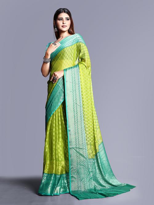 women printed bordered saree with blouse - 21714613 - Very Small Image - 1