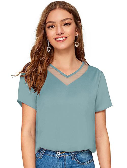 women solid short sleeves regular top - 21714917 - Very Small Image - 1