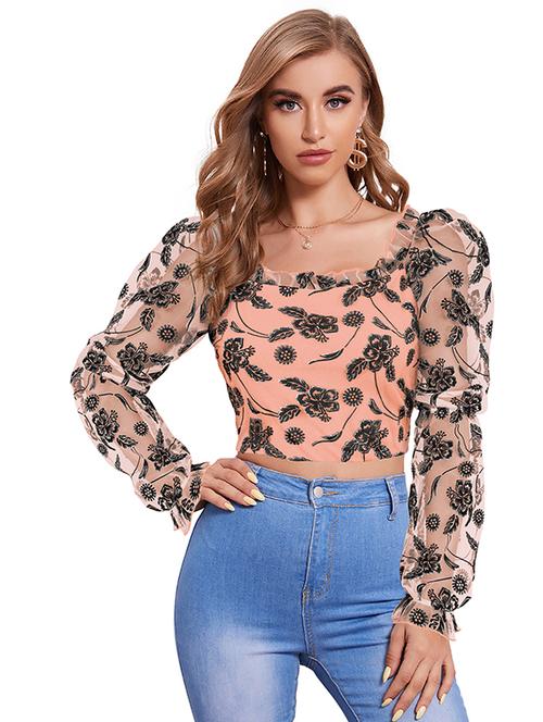 women embroidered crop top - 21715060 - Very Small Image - 1