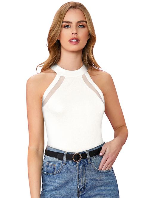 women white solid halter neck top - 21715073 - Very Small Image - 1