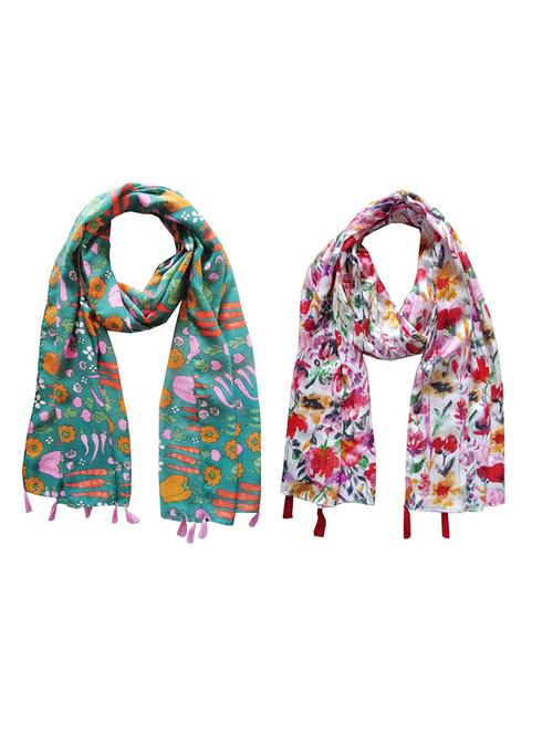 women pack of 2 floral printed scarf - 21715641 - Very Small Image - 1