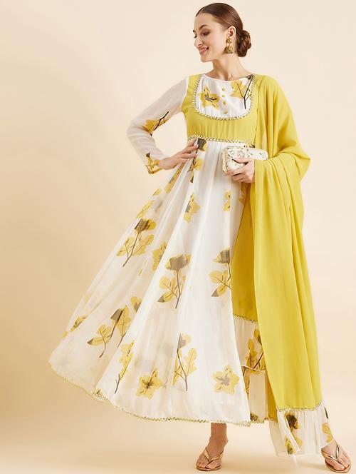 women floral printed long sleeve kurta dupatta set - 21715827 - Very Small Image - 1
