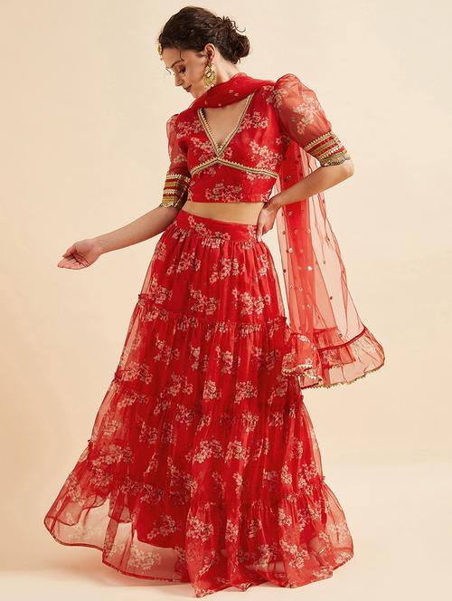 women floral printed stitched lehenga choli with dupatta - 21715871 - Very Small Image - 1