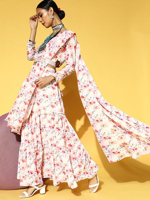 women floral printed long sleeve flared lehenga - 21715873 - Very Small Image - 1