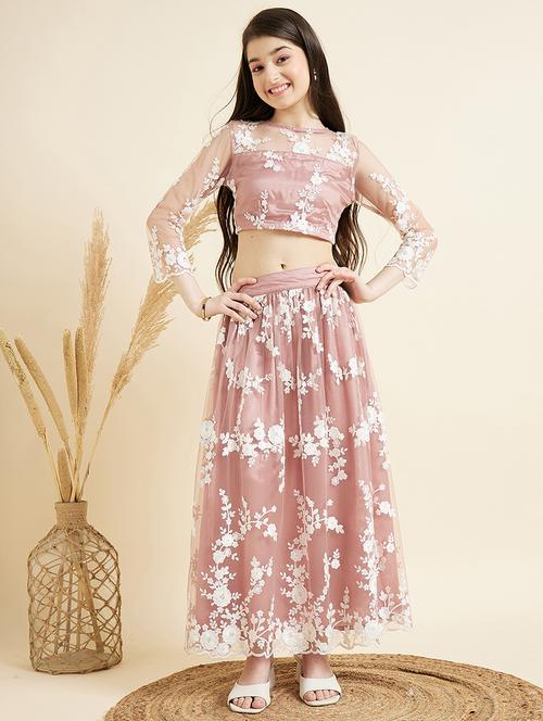 girls embroidered lehenga choli set - 21715878 - Very Small Image - 1