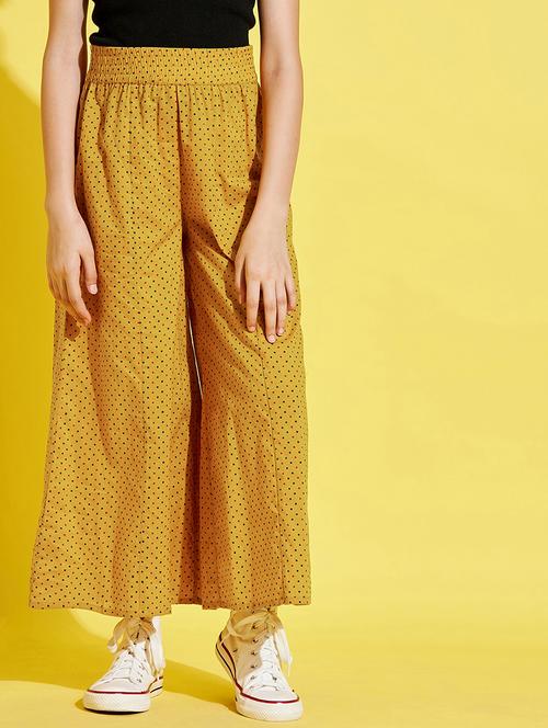 girls mustard printed palazzo - 21716171 - Very Small Image - 1