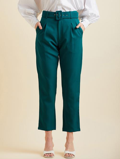 women solid high rise cigarette pants - 21716180 - Very Small Image - 1
