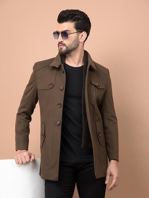 men solid long sleeve coat - 21716505 - Very Small Image - 1