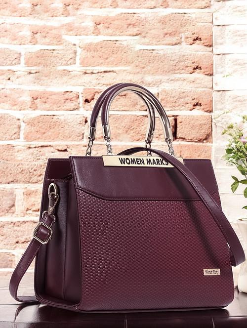 women textured stylish handbag with detachable strap - 21717152 - Very Small Image - 1