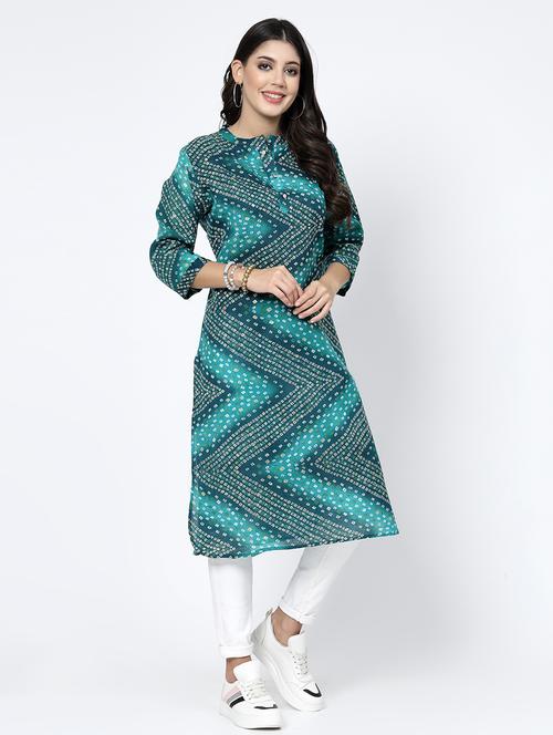 women printed three quarter sleeves straight kurta - 21717775 - Very Small Image - 1