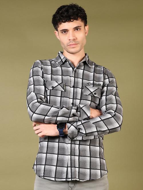 men checks long sleeve casual shirt - 21717910 - Very Small Image - 1