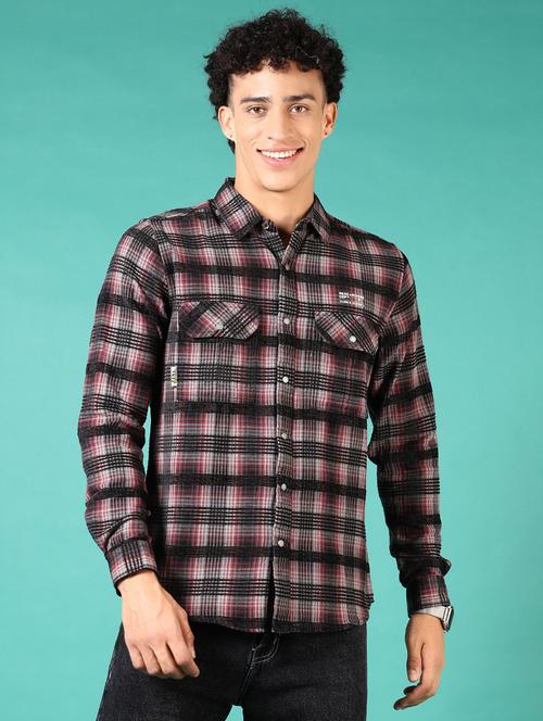 men checks long sleeve casual shirt - 21717921 - Very Small Image - 1