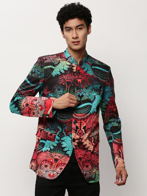 men printed long sleeve bandhgalas casual blazer - 21721516 - Very Small Image - 1