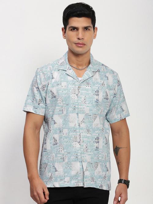 men short sleeves printed casual shirt - 21721524 - Very Small Image - 1