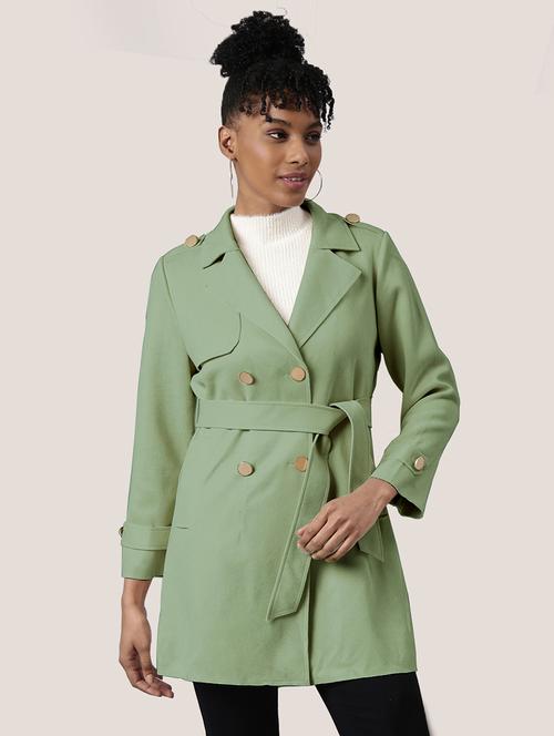 women green solid full sleeve overcoat - 21721650 - Very Small Image - 1