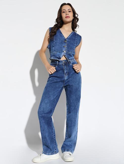 blue denim top and trouser co-ord set - 21721665 - Very Small Image - 1