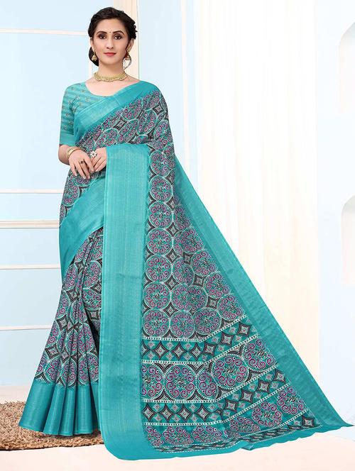 women printed casual wear saree with blouse - 21721969 - Very Small Image - 1
