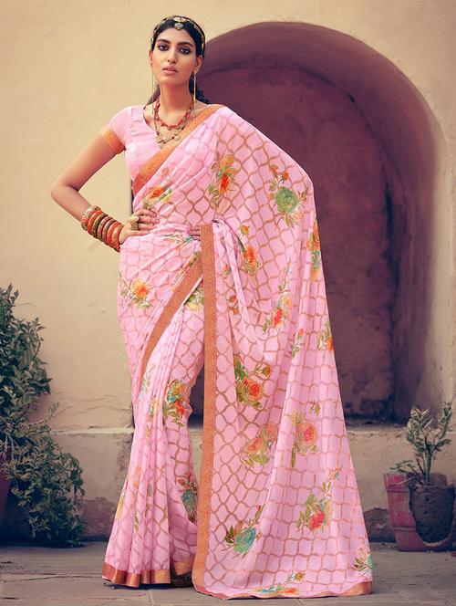 women floral printed saree with blouse - 21722081 - Very Small Image - 1