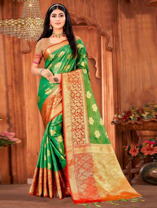 women self design banarasi saree with blouse - 21722139 - Very Small Image - 1