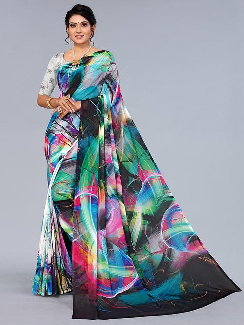 women multi color printed saree with blouse - 21722252 - Very Small Image - 1