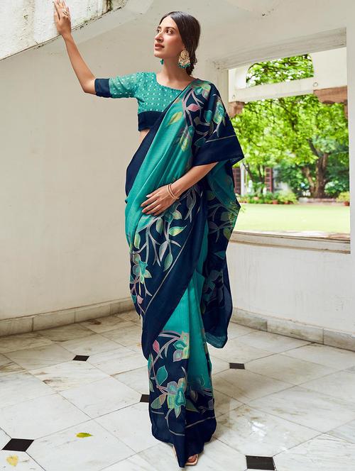 women printed casual wear saree with blouse - 21722420 - Very Small Image - 1