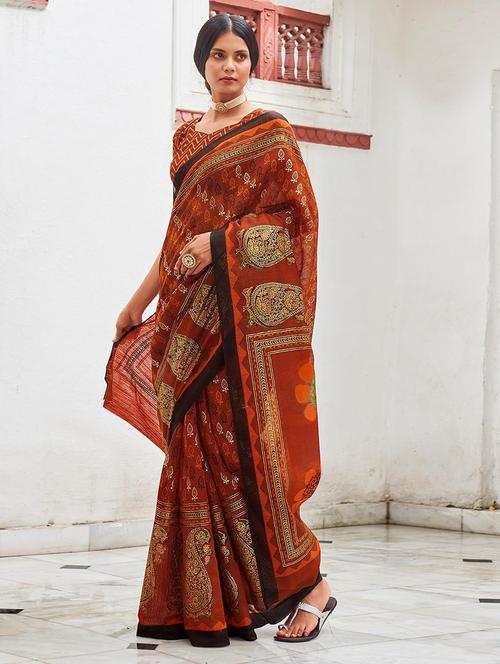 women printed casual wear saree with blouse - 21722424 - Very Small Image - 1