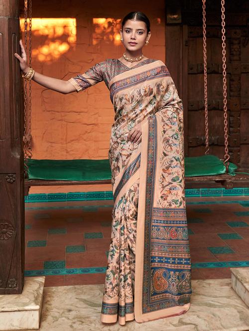 women printed bordered saree with blouse - 21722473 - Very Small Image - 1